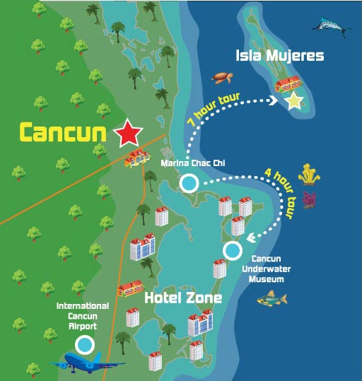 catamaran cancun map